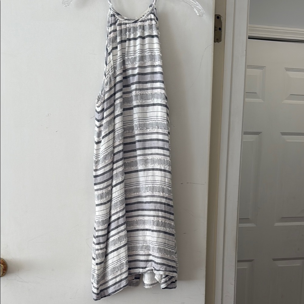 Cloth & Stone Gray and White Striped Mini Dress
